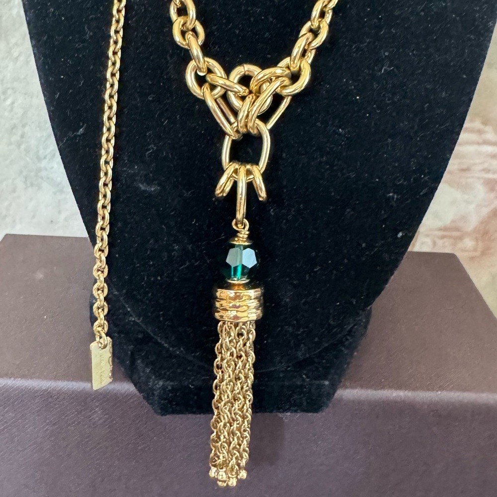 CHLOE GOLD BRASS CRYSTAL BEAD TASSEL NECKLACE BOX TISSUE DUST BAG  INFO - Picture 9 of 13